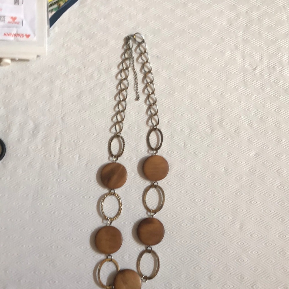 Wood and metal statement necklace